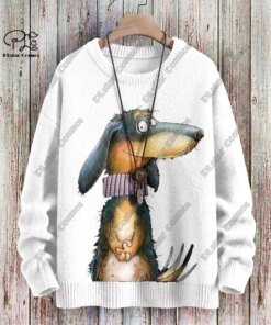 New Animal Series 3D Printing Retro Cute Scarf Dog Art Print Authentic Ugly Sweater Winter Casual Unisex Sweater G-2