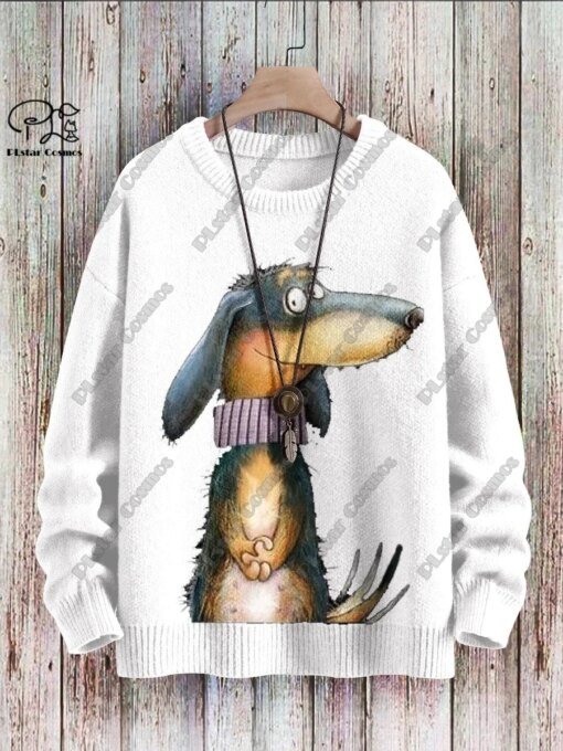 Buy New Animal Series 3D Printing Retro Cute Scarf Dog Art Print Authentic Ugly Sweater Winter Casual Unisex Sweater G-2 online shopping cheap