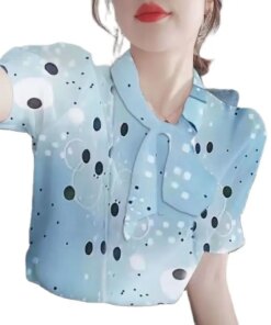 New Female Joker Jacket Middleaged Womens Fashion New Printed Fashion Scarf Collar Mother Bottoming Shirt Ladies Chiffon Shirt