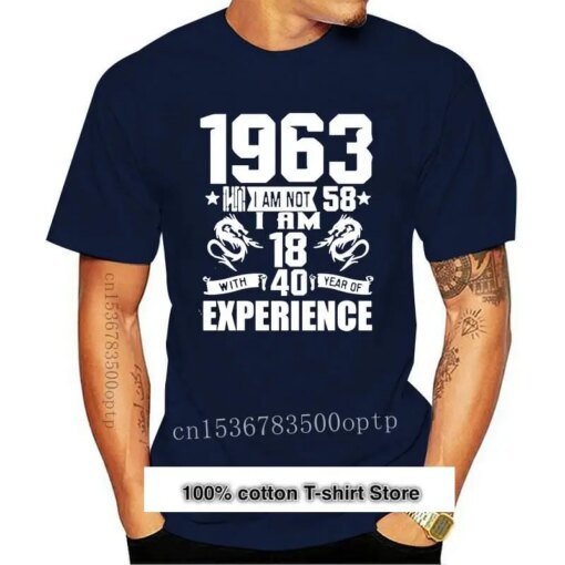 Buy New Funny Made In 1963 58th Birthday Gift Print Joke T-shirt 58 Years Awesome Husband Casual Short Sleeve Cotton T Shirts Men online shopping cheap