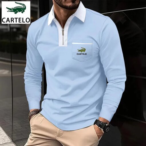 Buy New Men's classic lapel casual Polo shirt Long sleeve 20 Spring/Fall fashion work high quality top plus oversized S-XXXL online shopping cheap