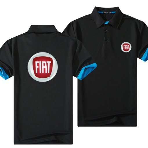 Buy New Summer Fiat Car Logo T-Shirt Men's Casual Lapel Polo Shirt Male Stylish Slim Solid Color Breathable Short Sleeve Top online shopping cheap