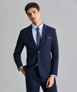 New Tailor Made Fashion Navy Suits Men Slim Fit Tuxedo Groomsmen For Wedding Business Dinner Party Suits 2 PCS (Jacket + Pants)