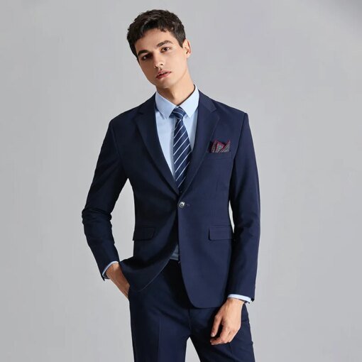 Buy New Tailor Made Fashion Navy Suits Men Slim Fit Tuxedo Groomsmen For Wedding Business Dinner Party Suits 2 PCS (Jacket + Pants) online shopping cheap