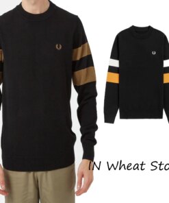 New Wheat Embroidery Intercolor Stripe Round Neck Pullover Fleece Men’s Long Sleeve Knitwear Casual Thin Style Men’s Clothing