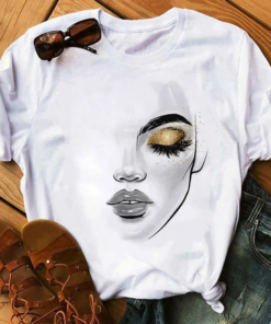 New line flower girl print women’s casual tops T-shirts women’s fashion tops short-sleeved ladies T-shirts