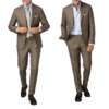 Buy Plaid Stripes Men's Suit 2 Pieces Blazer Pants Single Breasted Peaked Lapel Slim Tuxedo Business Wedding Groom Costume Homme online shopping cheap