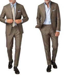 Plaid Stripes Men’s Suit 2 Pieces Blazer Pants Single Breasted Peaked Lapel Slim Tuxedo Business Wedding Groom Costume Homme