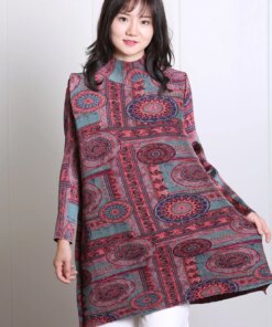 Pleated Women’s Dress Loose Printed Fashion High Collar Fashion shirts