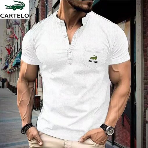 Buy Polo Shirt Men's casual solid short sleeve slim breathable shirt Summer sportswear Sweatshirt top High quality Polo shirt online shopping cheap