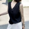 Buy Polyester Stylish Women's Summer V-neck Tops Comfy Women's Top Gloss Workwear online shopping cheap
