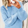 Buy Remelon Solid Cotton Knit Thick Elegant Women Sweater 2023 Winter Thread Hollow Out Casual Loose Plus Size Women Sweater 5XL online shopping cheap