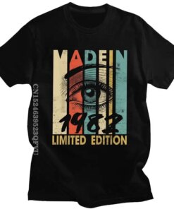 Retro Vintage Made In 1982 Limited Edition Tshirts For Men Cotton Tshirt Streetwear Men Birthday T Shirt Clothing Fashion Tee
