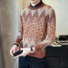 Buy Shirt Sleeve Fake Two Sweaters/ Brand New Mens Autumn Winter Striped Check Patchwork Slim Fit Leisure Korean Lapel Knit Pullover online shopping cheap