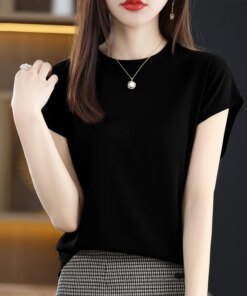 Short-sleeved Shirts Women’s Summer New 2022 Blusas Mujer Tops Ladies Knitted Sweater Vest Spliced Solid Pullover Clothing 1748