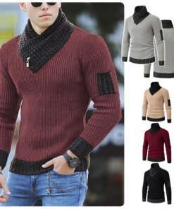Buy Slim Fashion Autumn Men Casual Vintage Style Sweater Wool Turtleneck Solid 2023 Winter Men Warm Pullovers Sweaters online shopping cheap
