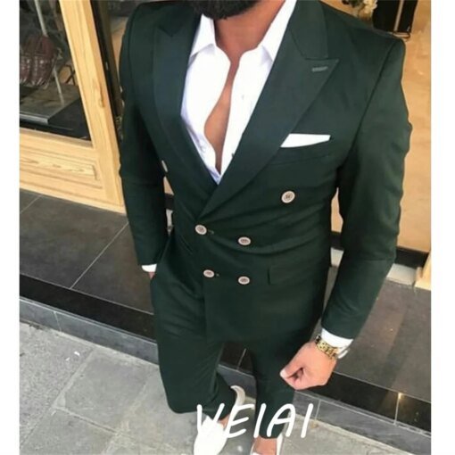 Buy Slim Fit Double Breasted Men Suit For Wedding Prom 2 Piece Custom Groom Tuxedos Male Fashion Costumes Set Jacket With Pants online shopping cheap