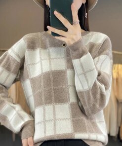 Smpevrg New Style Woman’s Sweaters Winter Thicken Computer Knit Tops Long Sleeve O-Neck Pullover Female Jumper 100% Wool Clothes