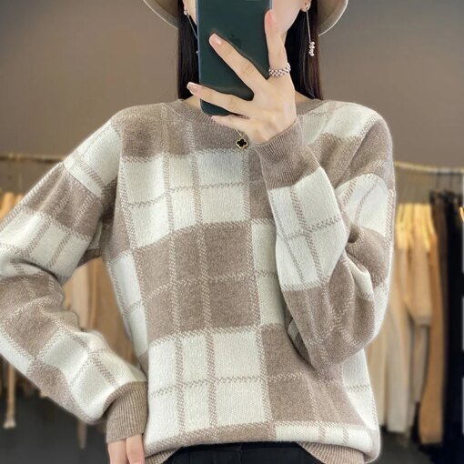 Buy Smpevrg New Style Woman's Sweaters Winter Thicken Computer Knit Tops Long Sleeve O-Neck Pullover Female Jumper 100% Wool Clothes online shopping cheap