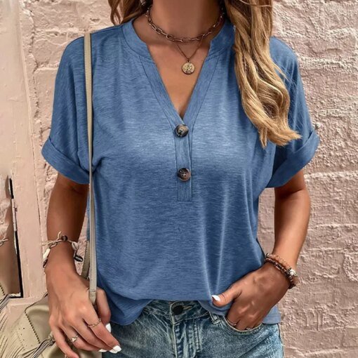 Buy Solid Casual Loose Shirts For Women 2023 Summer Vintage Women's Oversized Shirts And Blouses Fashion Elegant Youth Female Tops online shopping cheap