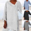 Buy Solid Color Women Top Chic Streetwear Women's Skew Collar Pullover Tops with Side Split Buttons Stylish Spring Autumn Fashion online shopping cheap