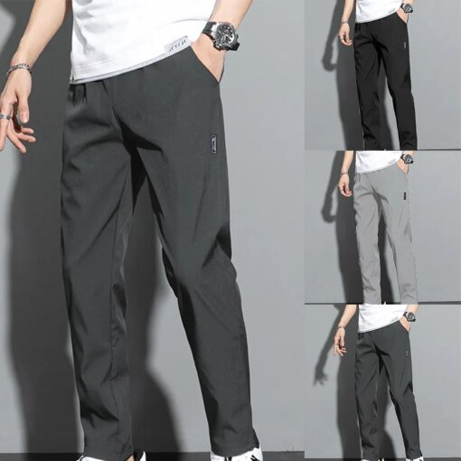 Buy Spring Mens Sweatpants Loose Stretch Active Track Joggers Pockets Gym Workout Pants Casual Male Solid Color Trousers online shopping cheap