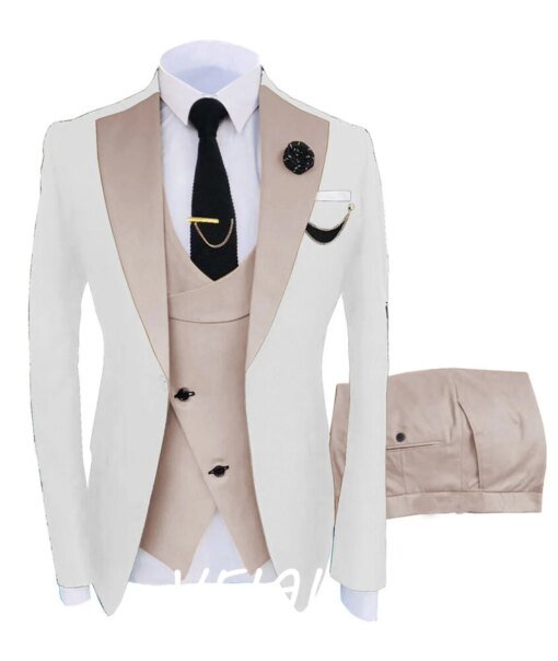 Buy Suits For Men Casual Business Suit High-end Formal Suit 3 Pcs Set Groom Tuxedo Wedding Coustime Homme Luxe(Coat+Vest+Pants) online shopping cheap