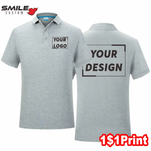 Buy Summer 100% Cotton Lapel Polo Custom Print Logo Casual Men's And Women's Short Sleeve Shirt Embroidery Company Team Design Brand online shopping cheap