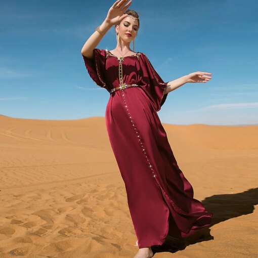 Buy Summer New Burgundy Dress Off Shoulder Short Sleeve Hand Sewn Sequin Design Dress Festive Party Dress online shopping cheap
