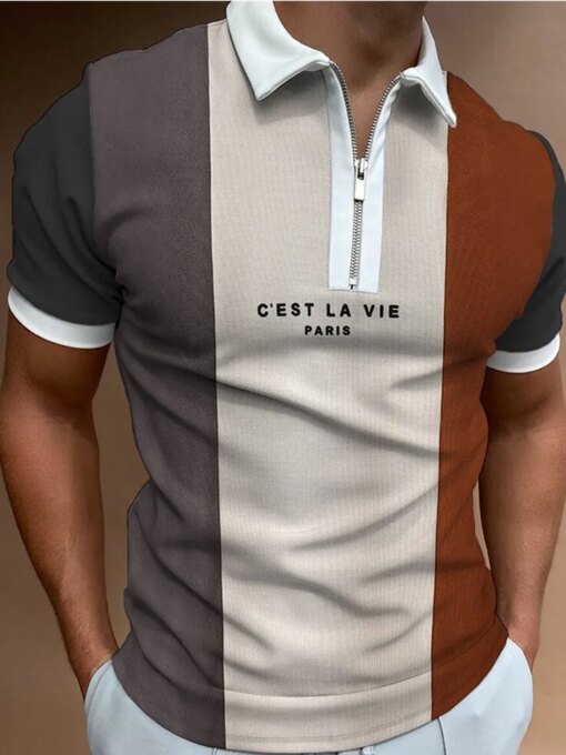 Buy Summer New Men's Casual Short-Sleeved Polo Shirt Safari Style Fashion Lapel T-Shirt Men's Breathable Polo Shirt Men's Clothing online shopping cheap