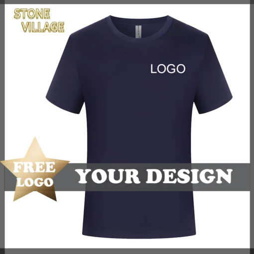 Buy Summer Short-sleeved T-shirt Custom Logo Embroidery Printing Pattern Solid Color Basic Casual O-neck Fashionable T-shirt Top online shopping cheap