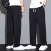 Buy Summer Straight Pants Men's Loose Thin Section Drape Ice Silk Pants Wide Leg Sports Pants Casual Pants Fits online shopping cheap