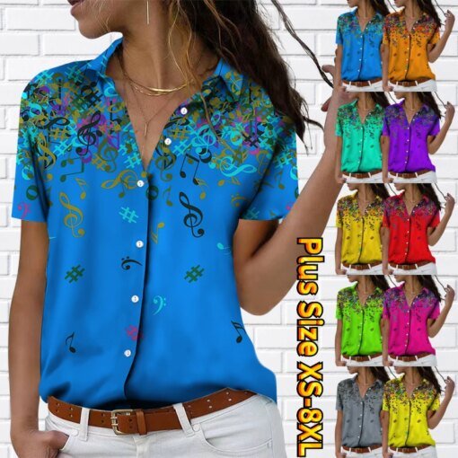 Buy Summer Street Trend Shirt Sexy V-neck Women Everyday Retro Short Sleeve Loose Size Blouse Spring New Design Printing Button online shopping cheap
