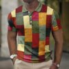 Buy Summer Vintage Plaid Polo Shirt 3D Printed Men's Polo Shirt Casual Fashion Harajuku Shirt Lapel Large Trendy Men's Shirt 5XL online shopping cheap