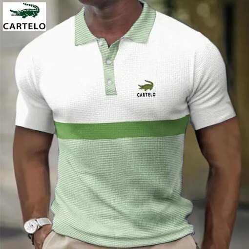 Buy Summer new men leisure sports short-sleeved Polo shirt breathable business fashion T-shirt men's brand clothing online shopping cheap