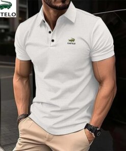 Summer new men’s halter hollow short sleeve Polo shirt ice silk breathable business fashion T-shirt men’s brand clothing