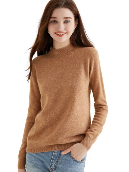 Buy Sweater Woman Knitwears 100% Merino Wool Turtleneck Long Sleeve Top Fashion Women Sweaters 2023 Vintage Knit Pullovers Clothing online shopping cheap