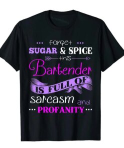 This Bartender Is Full Of Sarcasm Funny Bartender T-Shirt T Shirt Tops T Shirt Funky Cotton Moto Biker Comfortable Men’s