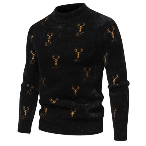 Buy Trend Men's Casual New Imitation Mink Sweater Soft and Comfortable Fashion Warm Knit Sweater Pullover TOPS online shopping cheap
