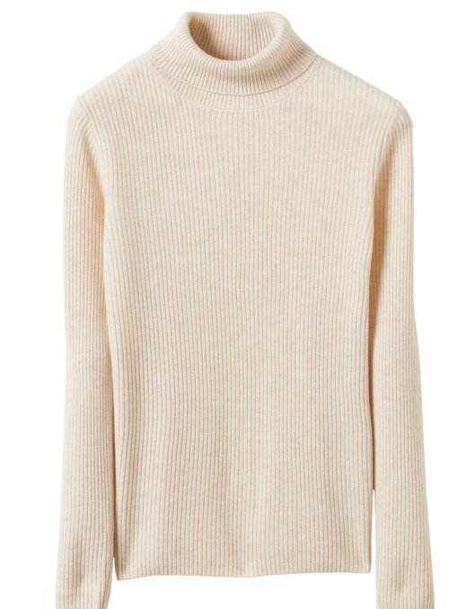 Buy Turtleneck Sweater 100% Merino Wool Sweater Women's Knitted Pullovers Long Sleeve Soft Warm Tops 2023 Fall Winter Women Clothing online shopping cheap