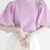 Buy VONDA Elegant Blouses 2023 Summer Shirts Women Striped Tops Casual Loose Puff Sleeve Stand Collar Bohemian Fashion Blusas Femme online shopping cheap