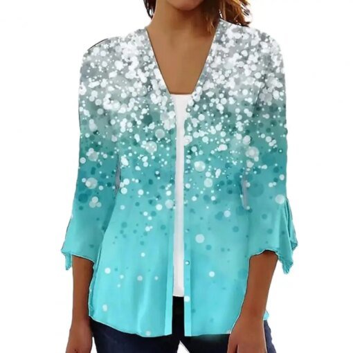 Buy Vacation Women Cardigan Floral Printed Women's Vacation Wear Open Front Cardigan Loose T-shirt Coats for Casual Summer Casual online shopping cheap