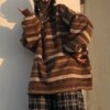 Buy Vintage Striped Sweaters Women Autumn Winter Casual Oversized Long Sleeve Knitted Sweater Unisex Couples Hip Hop Pullovers Tops online shopping cheap