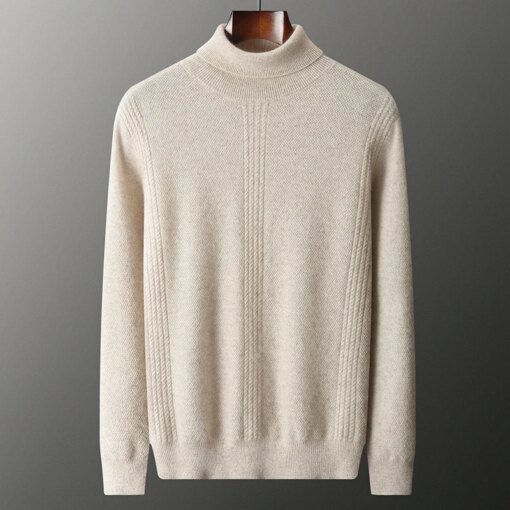 Buy Winter Autumn Men Sweaters 100% GOAT CASHMERE Knitted Pullover Thick Turtleneck Full Sleeve Jumpers Solid Color Male Clothes online shopping cheap