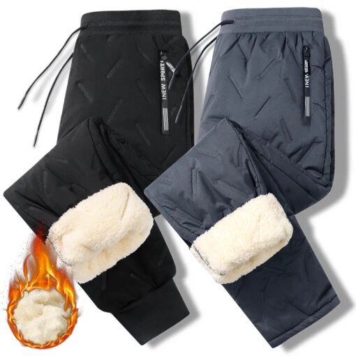 Buy Winter Lambswool Warm Casual Pants 2023 Thick Fleece Men Cotton Pants Outdoor Cargo Pants Men Loose Sports Overalls Pants M-7Xl online shopping cheap