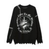 Buy Winter Men's Pullover High Street Dark Style Sweater Niche Round Neck Color Matching Sweater Casual Neutral Deep Black Knit Top online shopping cheap