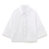 Buy Withered Indie Folk Embroidery Hollow Out Short Shirt Fashion White Cotton Blouse Women Tops online shopping cheap