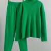 Buy Women Turtleneck Two Piece Knit Sweater Set Female Jumpers Long Sleeve Knitting Pull Tops And Pants Autumn Winter Sweaters Sets online shopping cheap