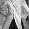 Buy Women White Irregular Long Blouse New Lapel Lantren Sleeve Loose Fit Shirt Fashion Tide Spring Autumn 2022 1DD6214 online shopping cheap