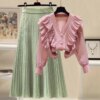 Buy Women's Single/Set 2023 Spring Autumn New Arrival French Elegant Style Sweater Wrapped Waist Slim Half Skirt Two Piece Outfits online shopping cheap